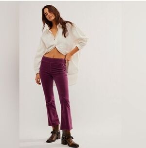 Free People In My Feelings Velvet Pants Crop Bootcut